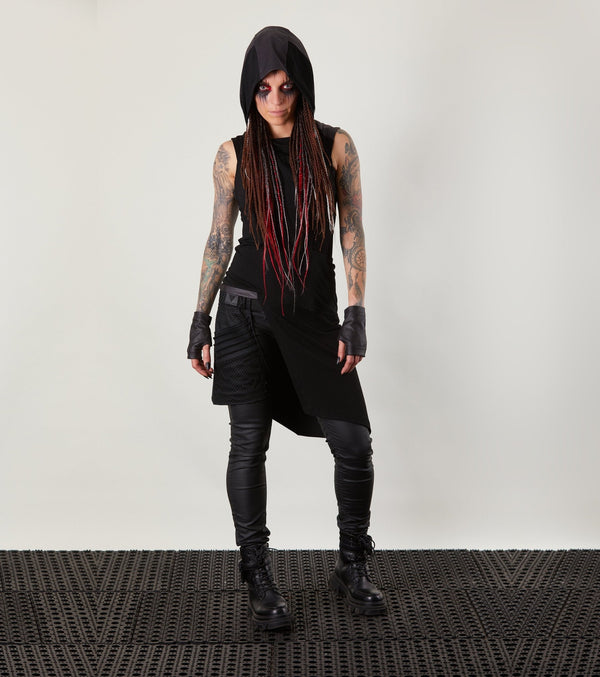 ERL Asymmetric sleeveless shirt with ERH hood