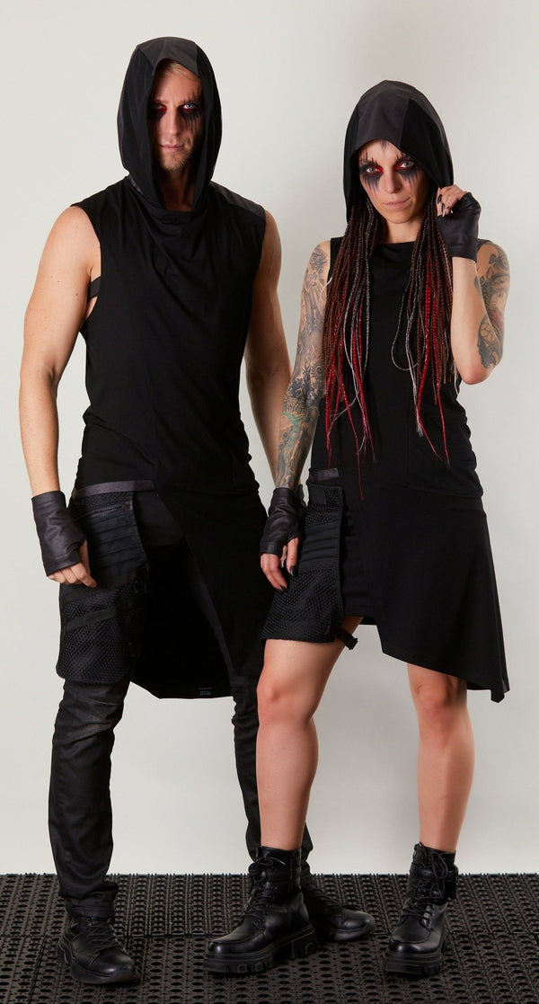 ERL Asymmetric sleeveless shirt with ERH hood