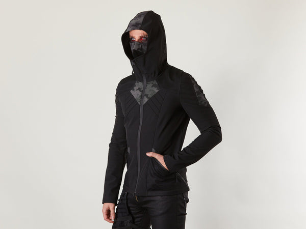 SIX-R Black softshell jacket, reflective