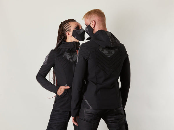 SIX-R Black softshell jacket, reflective