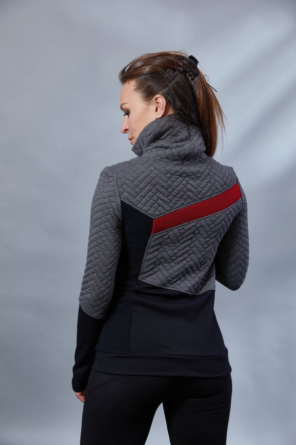 LL-8 Gray asymmetrical sweater with high neck - zolnar