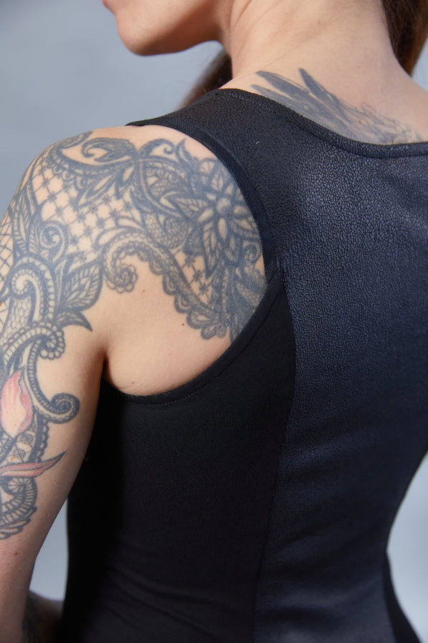 RA2 Black sleeveless faux leather top - zolnar