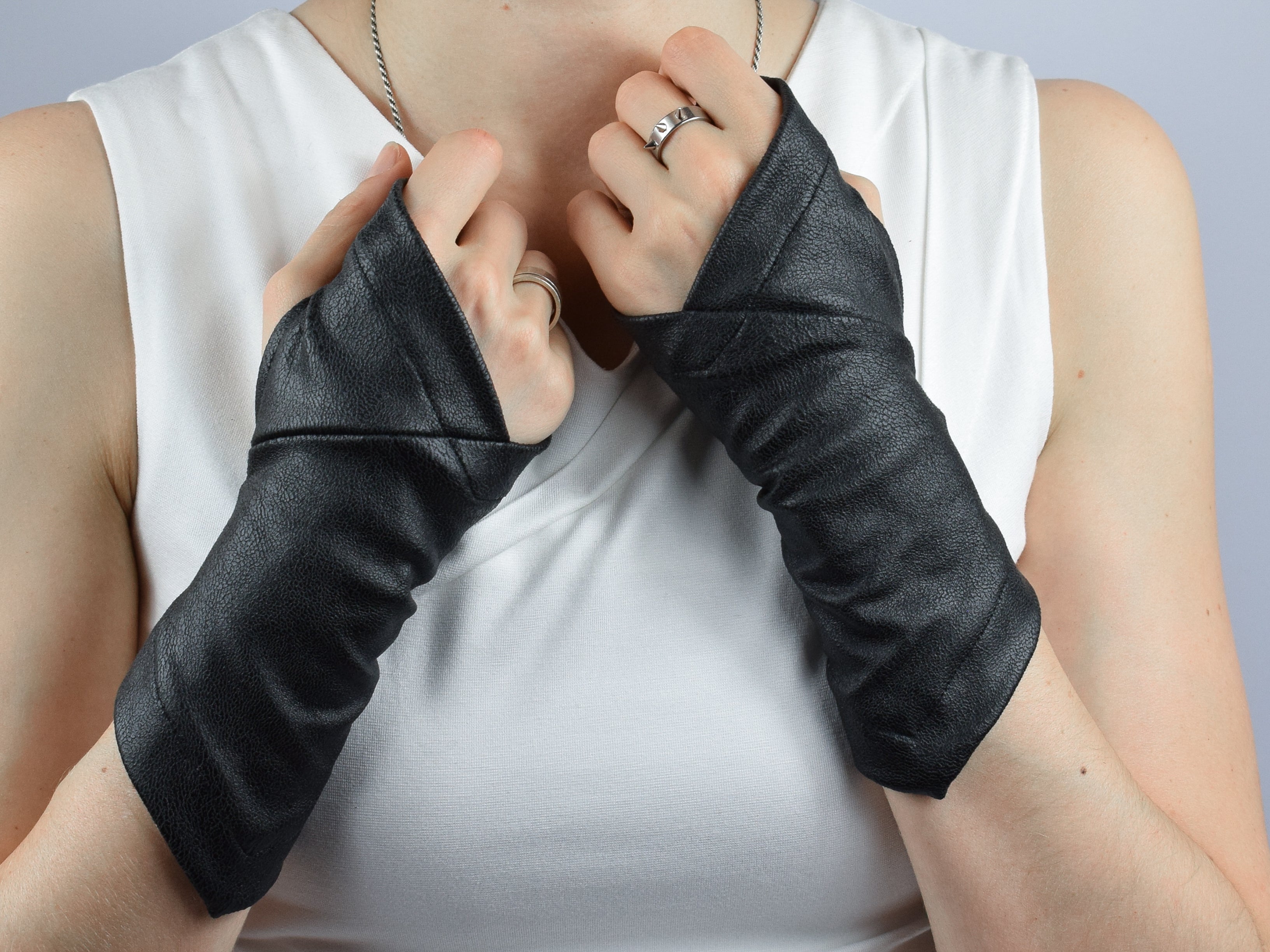 Fingerless gloves black steampunk gloves, men arm warmers - X-WRW1