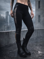 PA-M Schwarze Leggings mit Mesh-Einsätzen