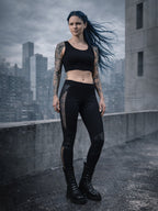 PA-M Schwarze Leggings mit Mesh-Einsätzen