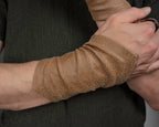 Close-up of beige faux leather armband texture on wrist – ZOLNAR