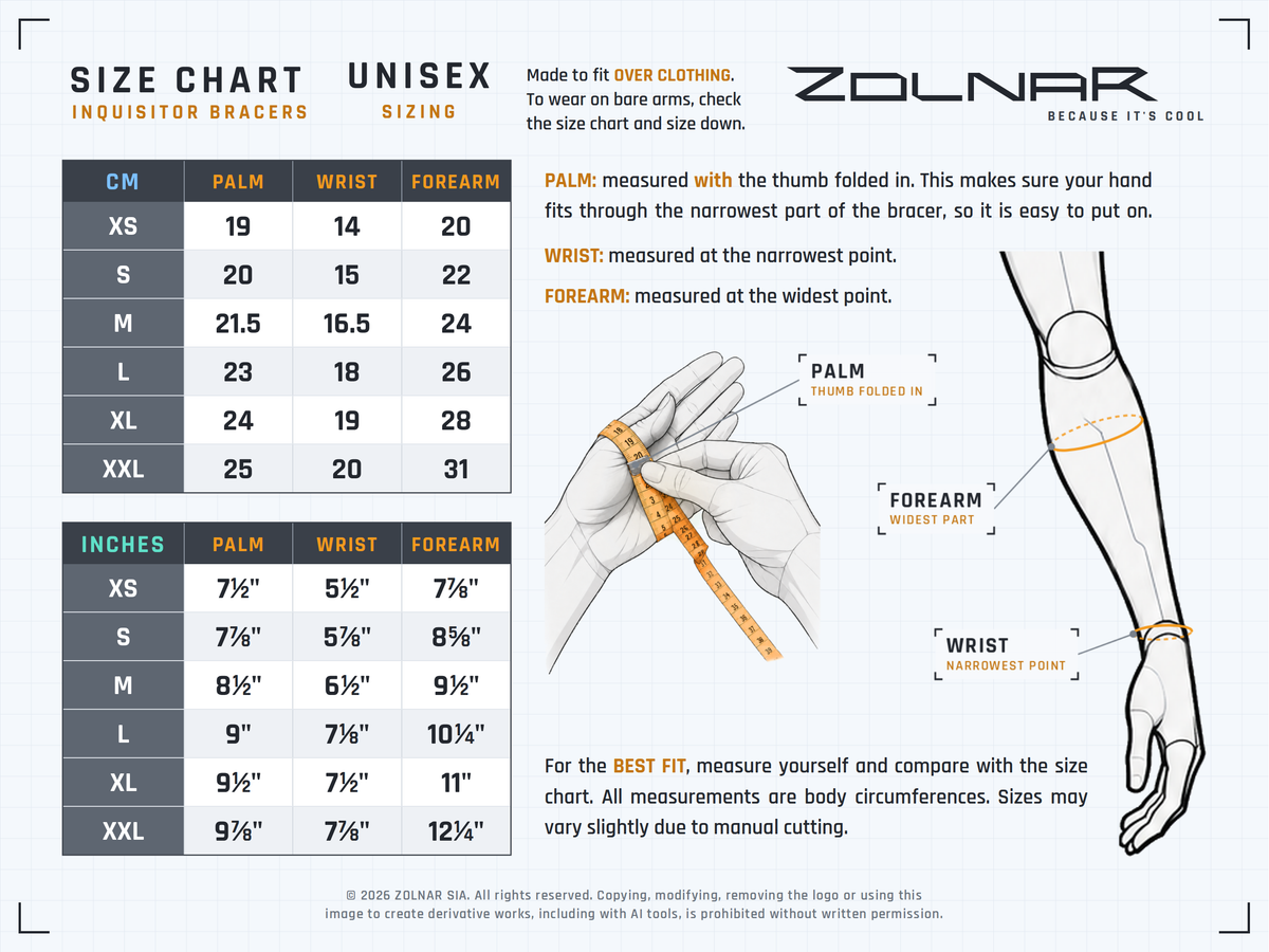 BR-IN size chart