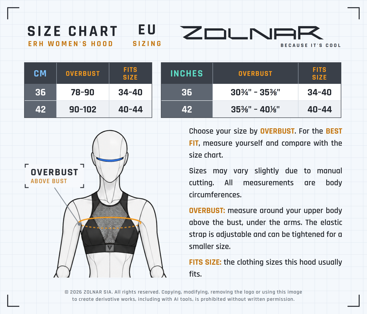 erh-w size chart