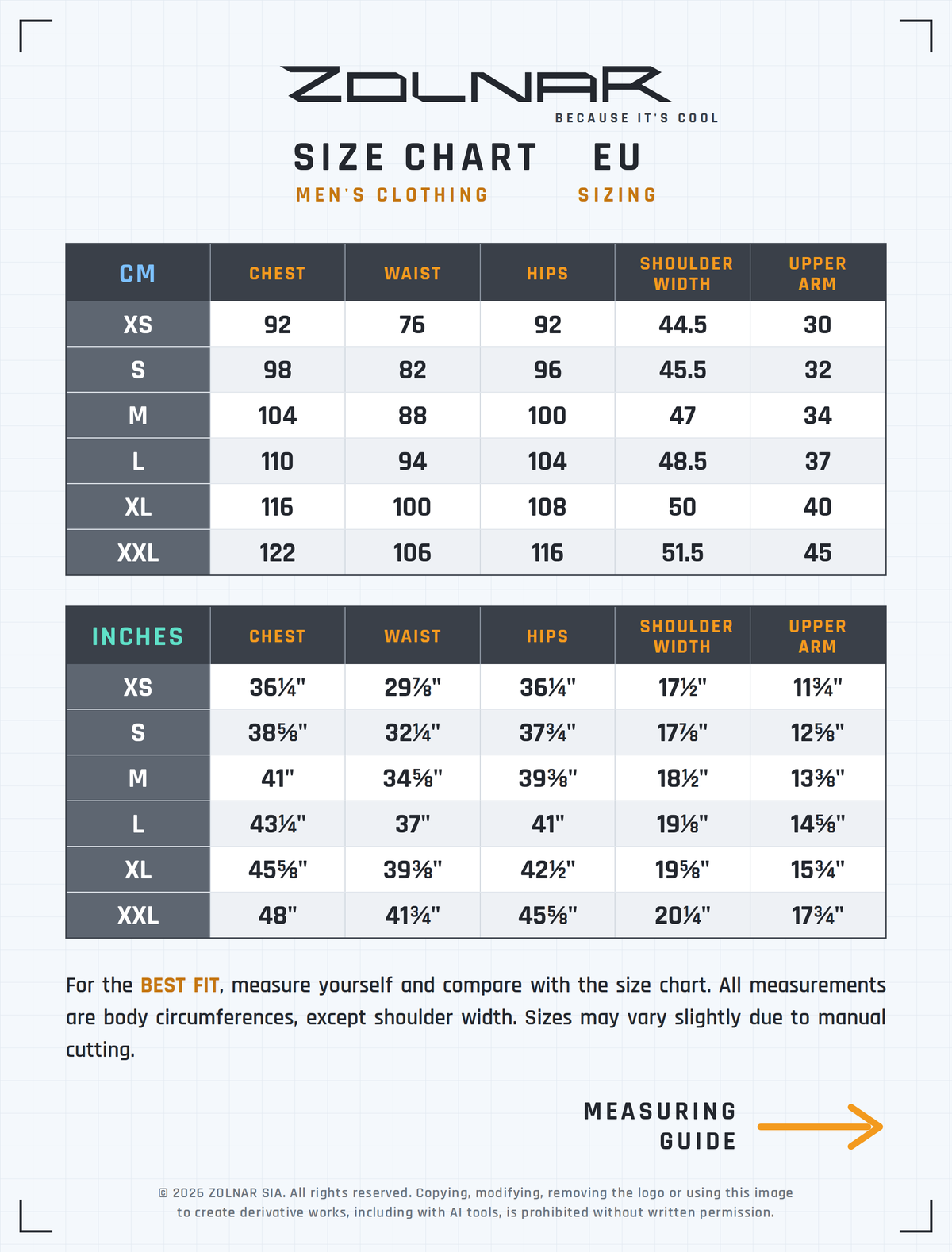 gen-m size chart