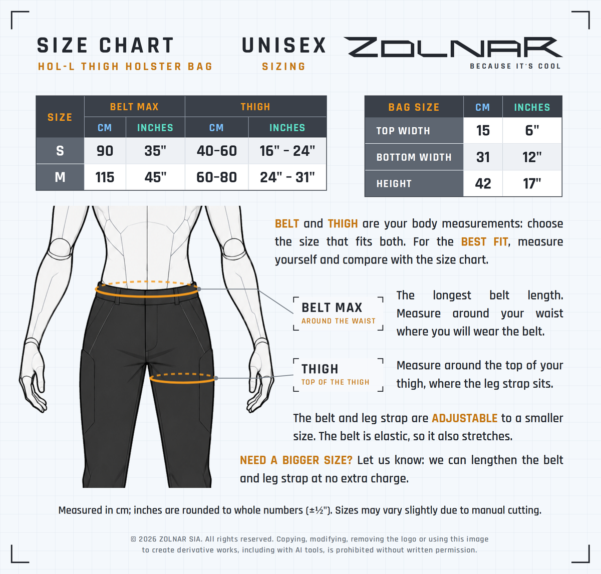 holl-b size chart