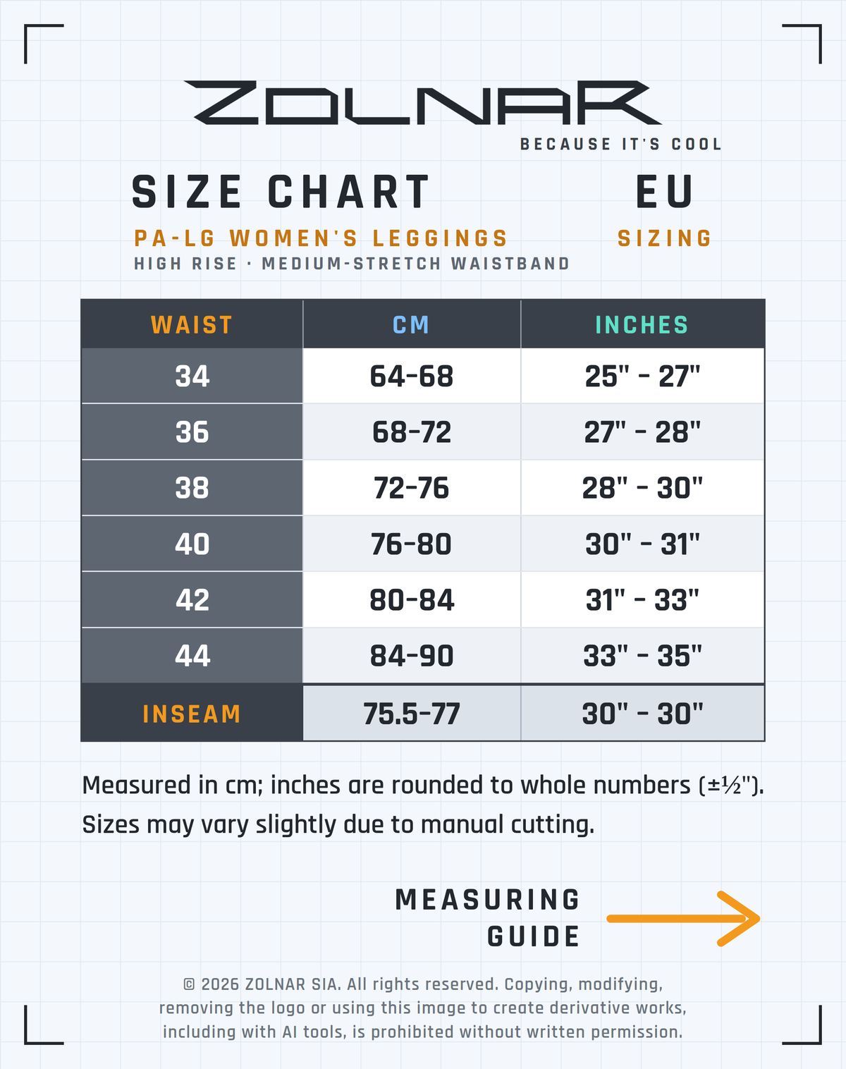 legw size chart