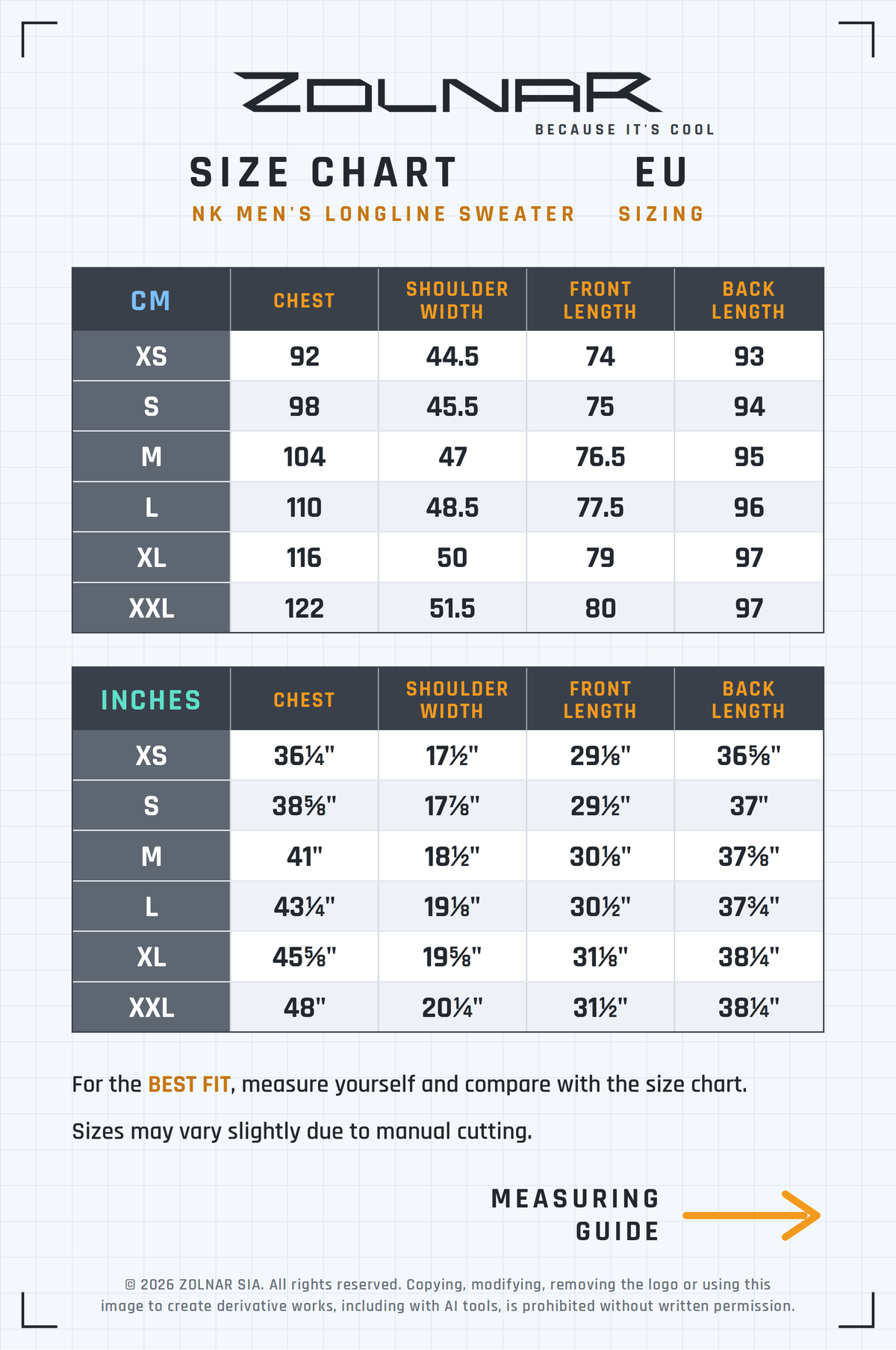 nk size chart
