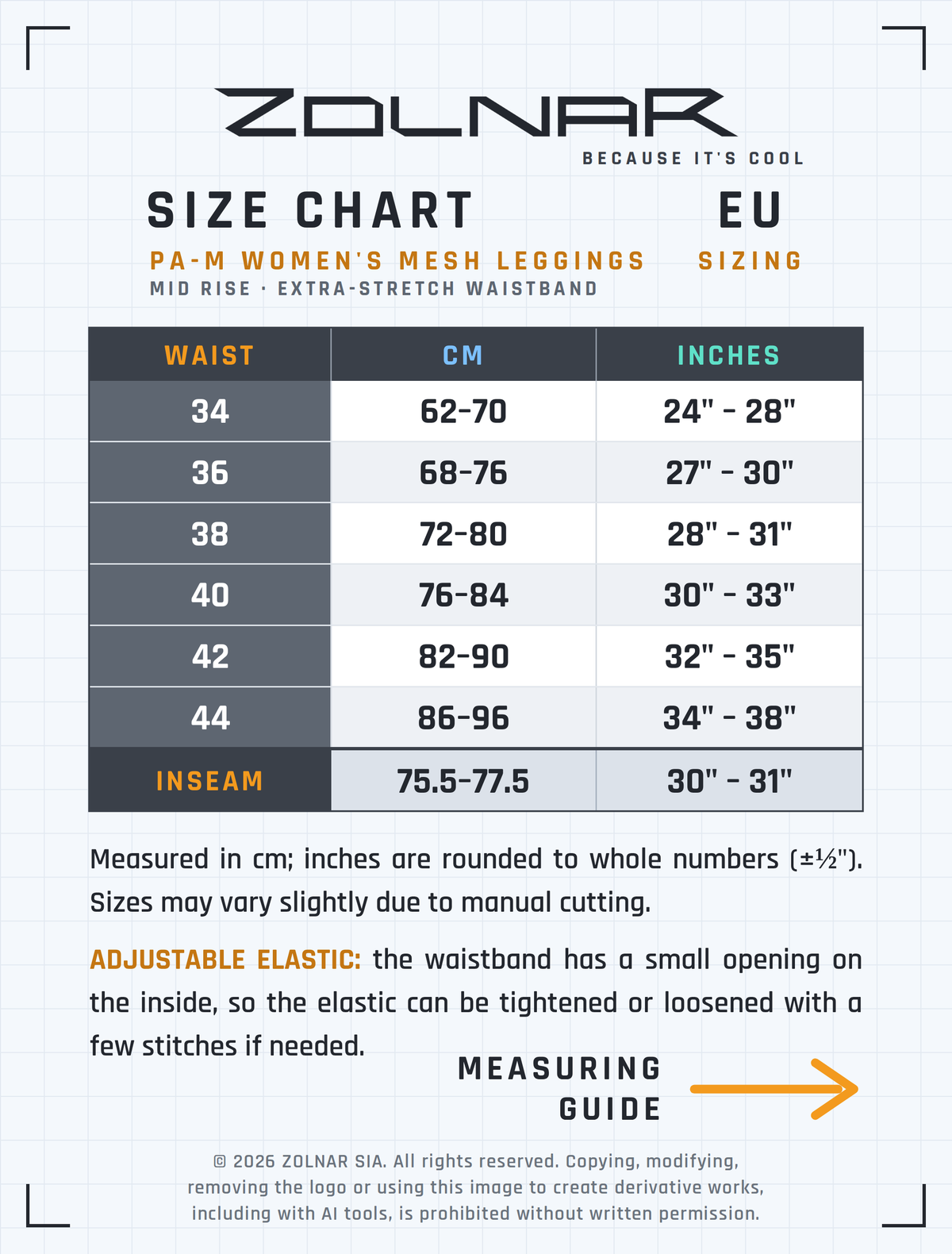pam-w size chart