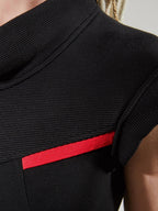 Black fitted dress with structured stretch jersey fabric — ZOLNAR