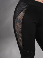 PA-M Schwarze Leggings mit Mesh-Einsätzen