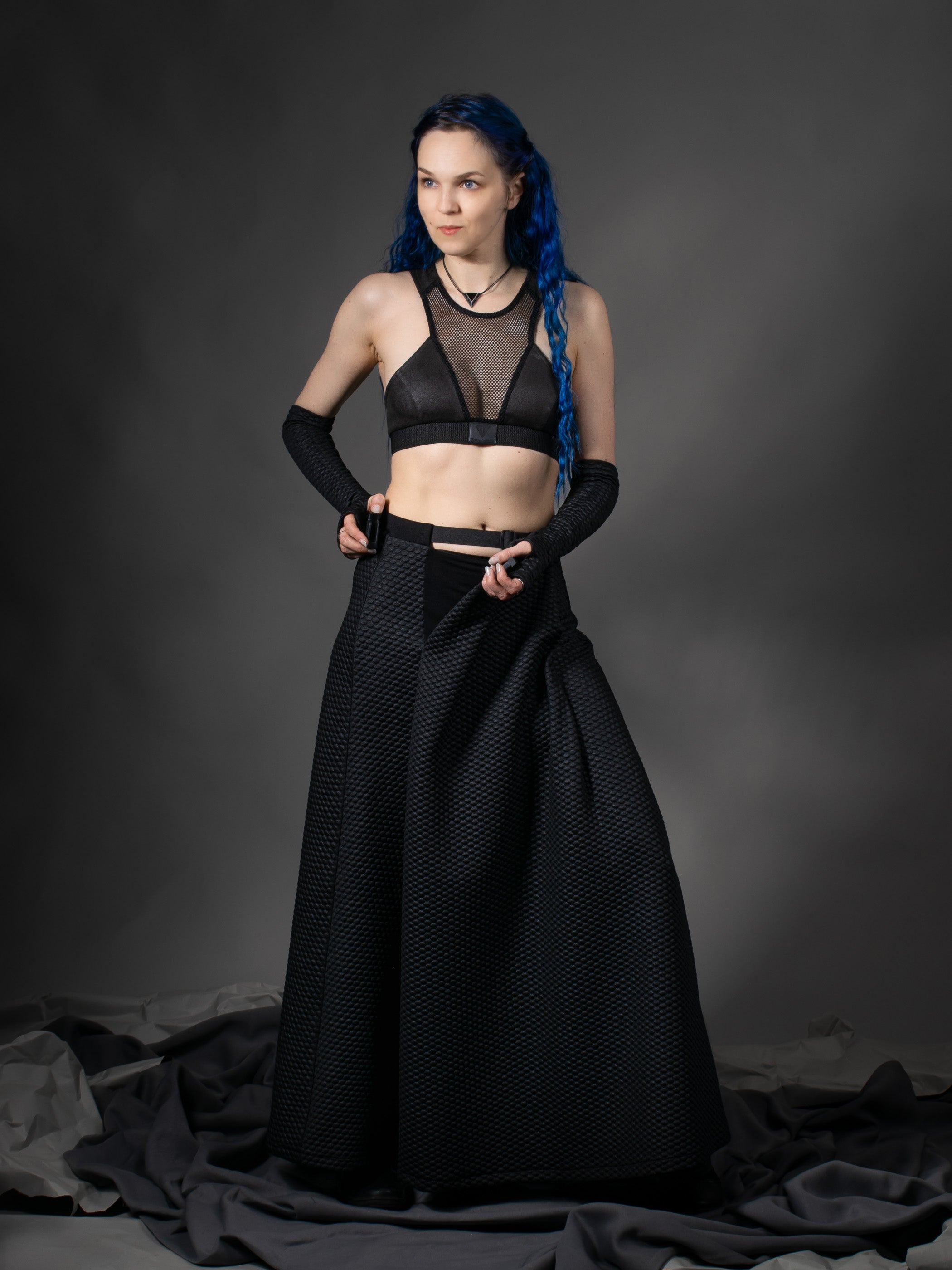 Jupe longue noire SK-C pour femme avec poche cachée