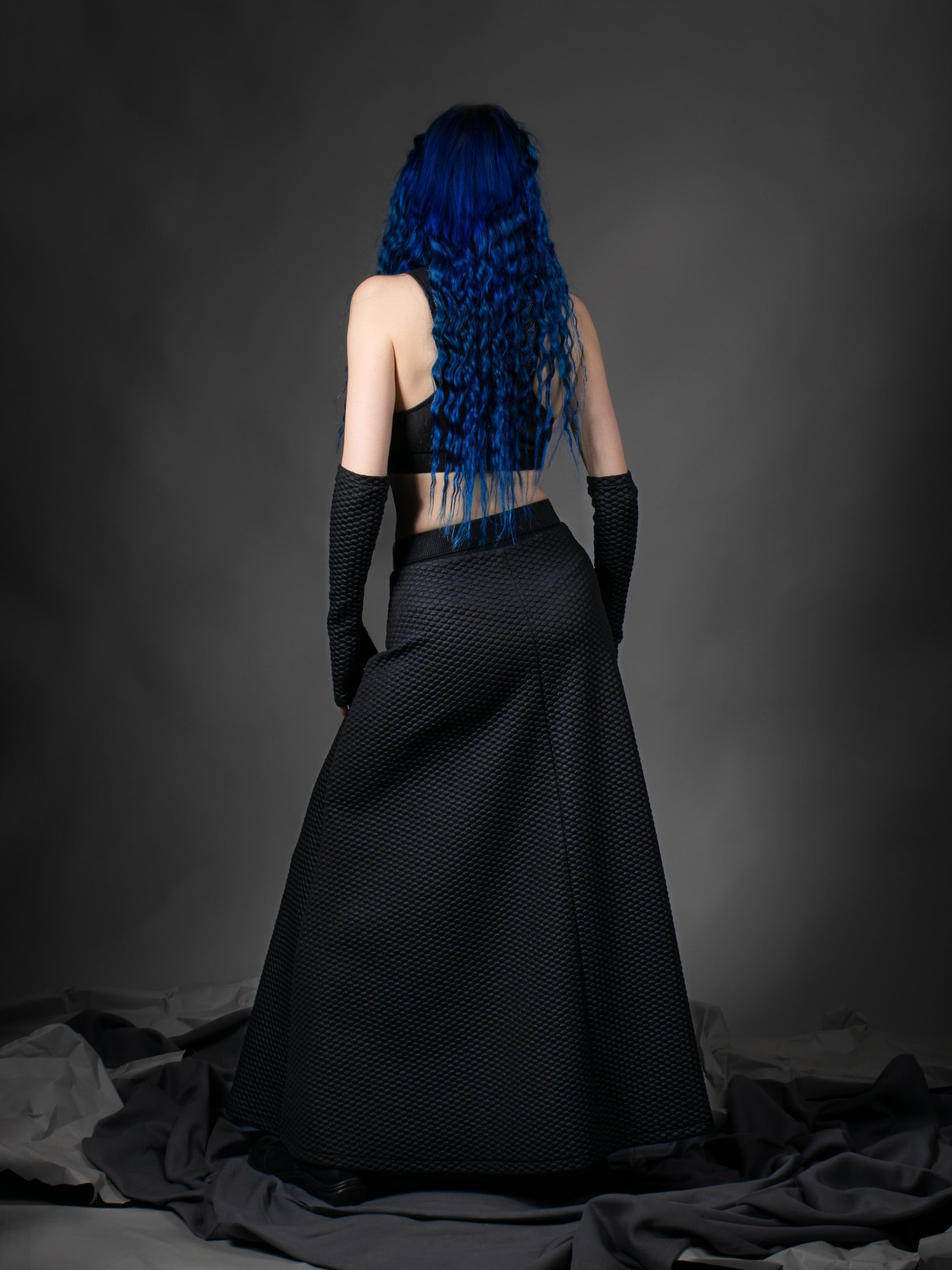 Jupe longue noire SK-C pour femme avec poche cachée