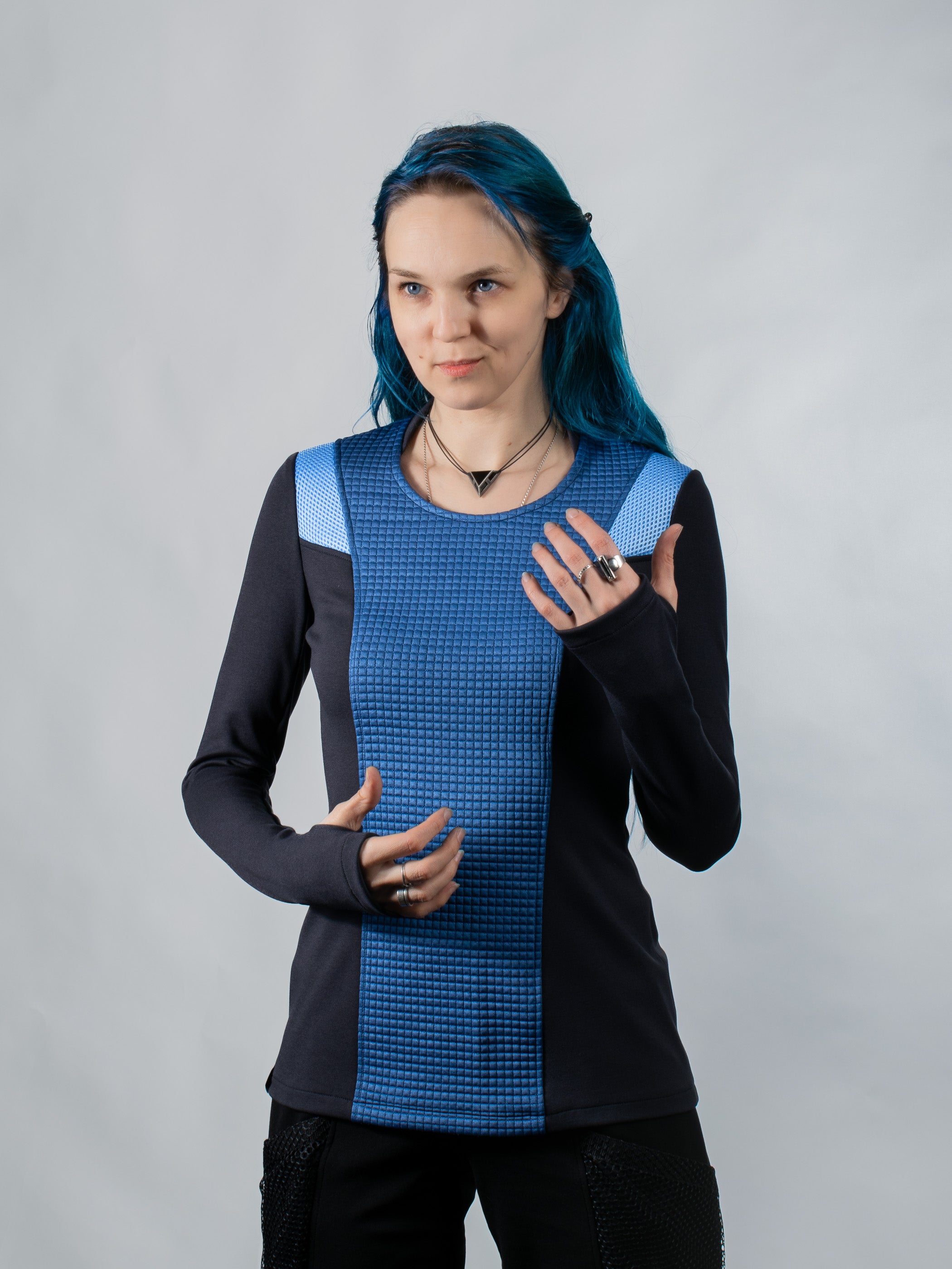 Pull cyberpunk bleu CC1-78