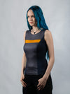 RA8 Gray sleeveless faux leather top