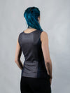 RA8 Gray sleeveless faux leather top