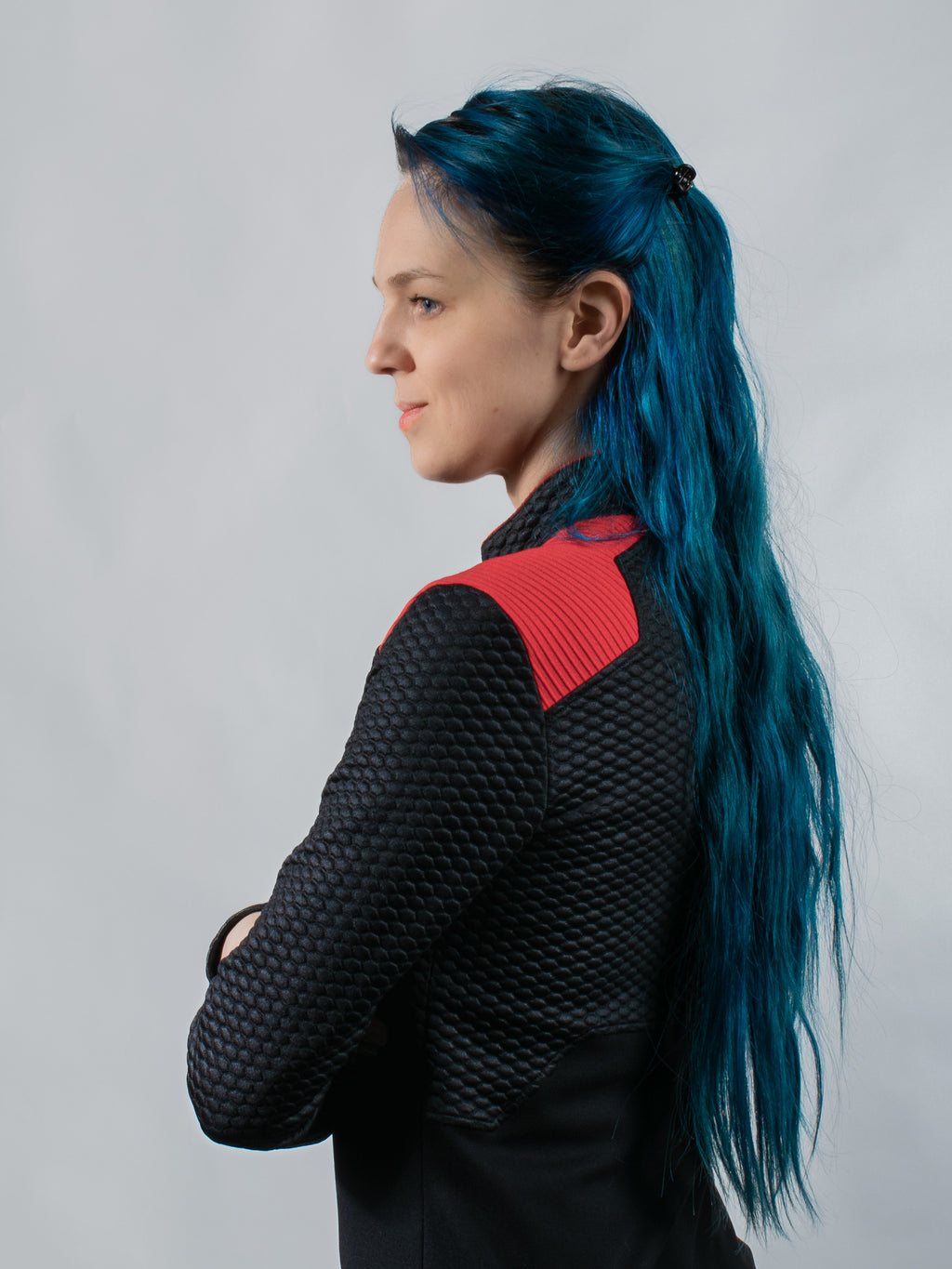 RR Q10 Schwarzer und roter Damenpullover