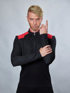 RR Q10 Schwarzer und roter Sci-Fi-Pullover