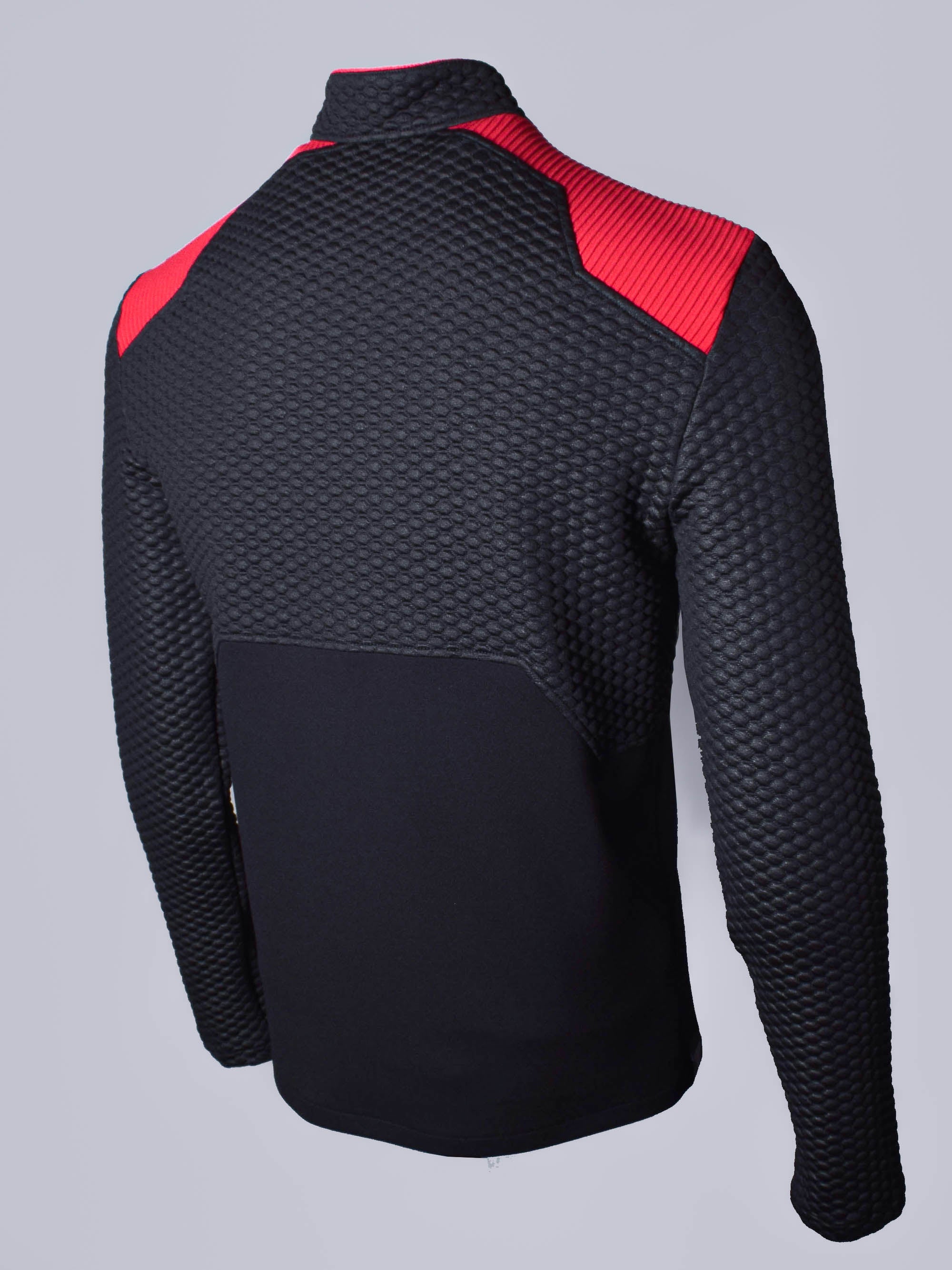 RR Q10 Schwarzer und roter Sci-Fi-Pullover