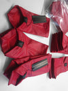 red faux leather gloves with pointy hem