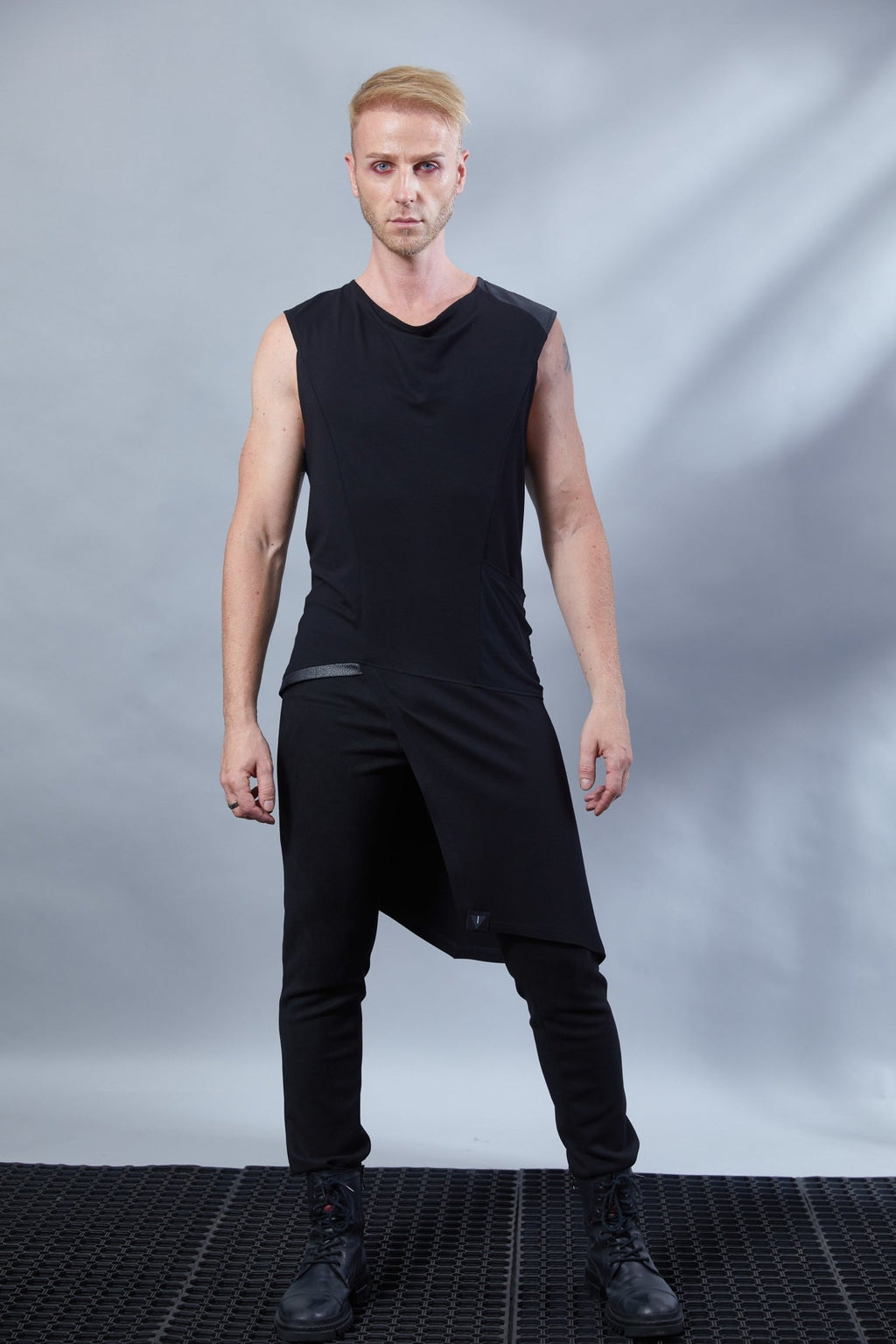 ERL Asymmetric sleeveless shirt with ERH hood