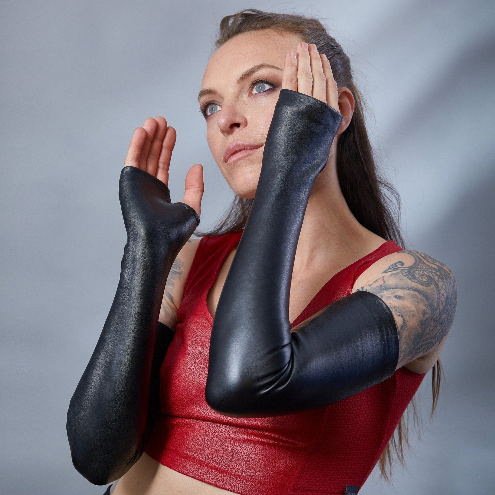 FG-PU Black water-resistant fleece arm warmers - zolnar