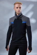 HS-8 Cyberpunk sweater gray hexagonal black pullover - zolnar