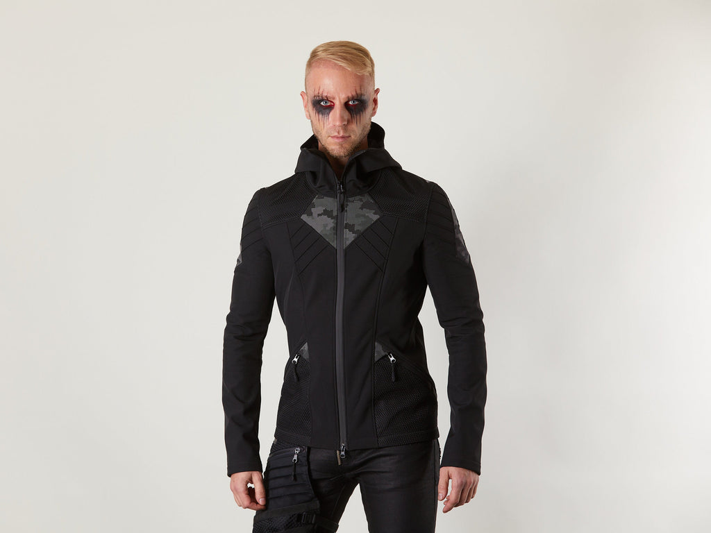 SIX-R ​​Schwarze Softshelljacke, reflektierend