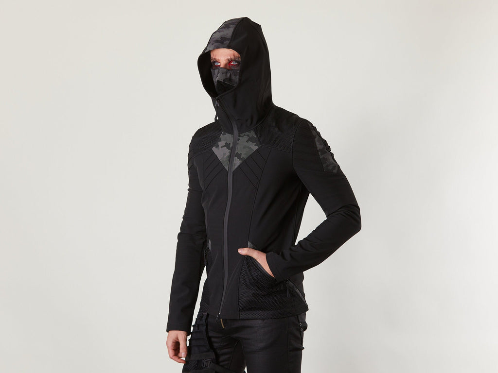 SIX-R ​​Schwarze Softshelljacke, reflektierend