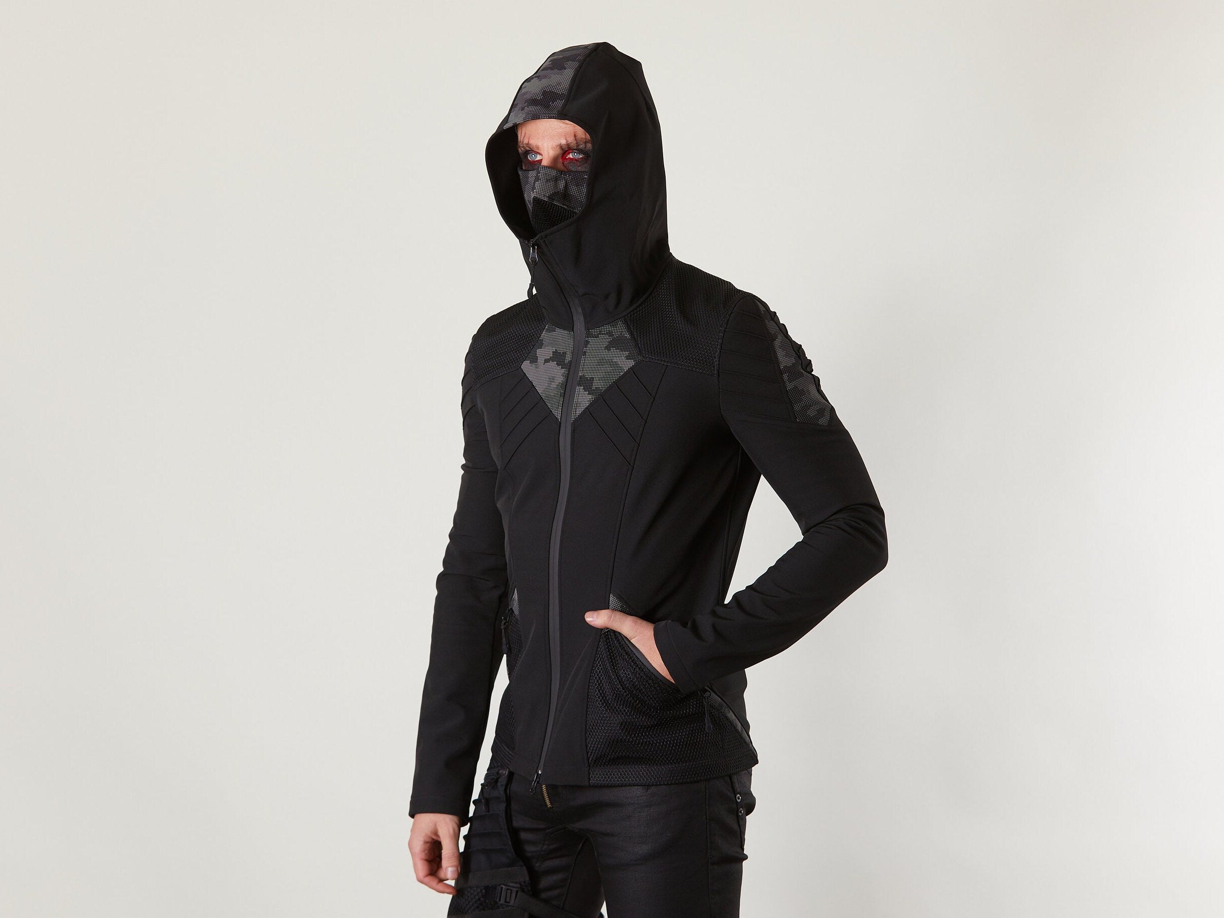 SIX-R ​​Schwarze Softshelljacke, reflektierend