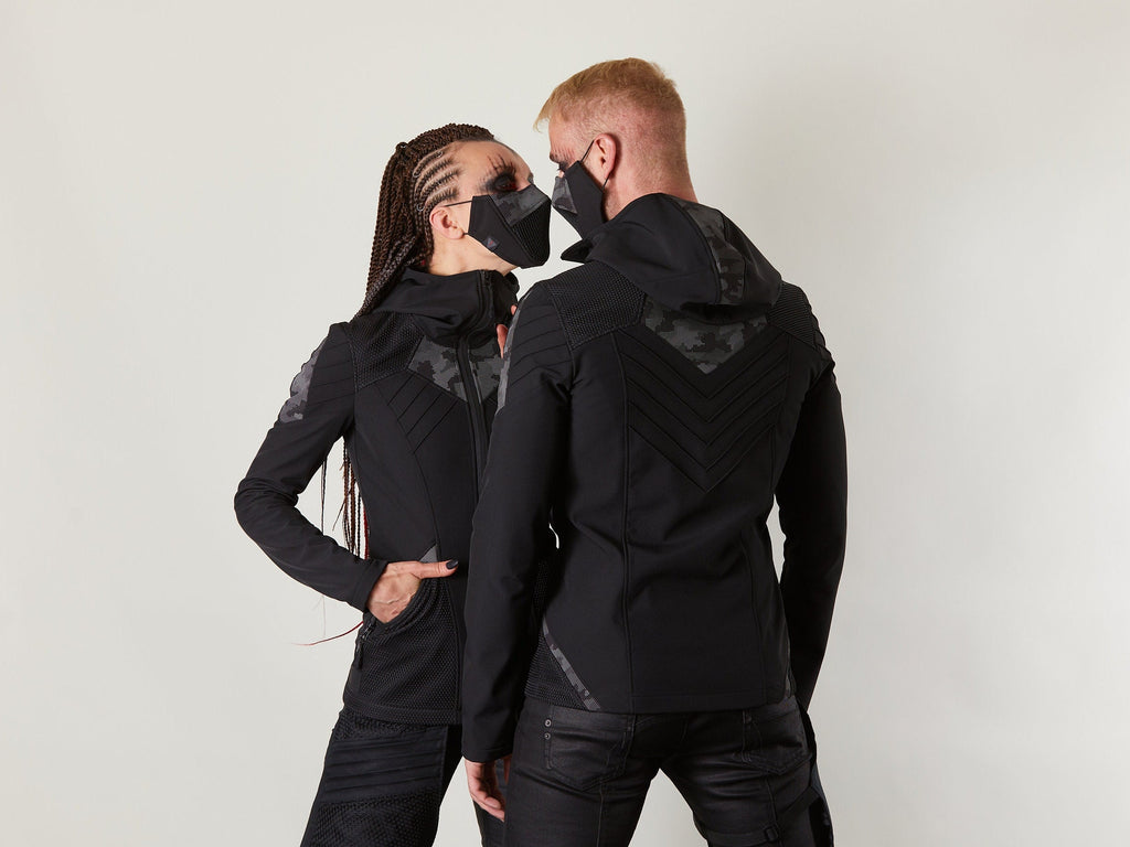 SIX-R ​​Schwarze Softshelljacke, reflektierend