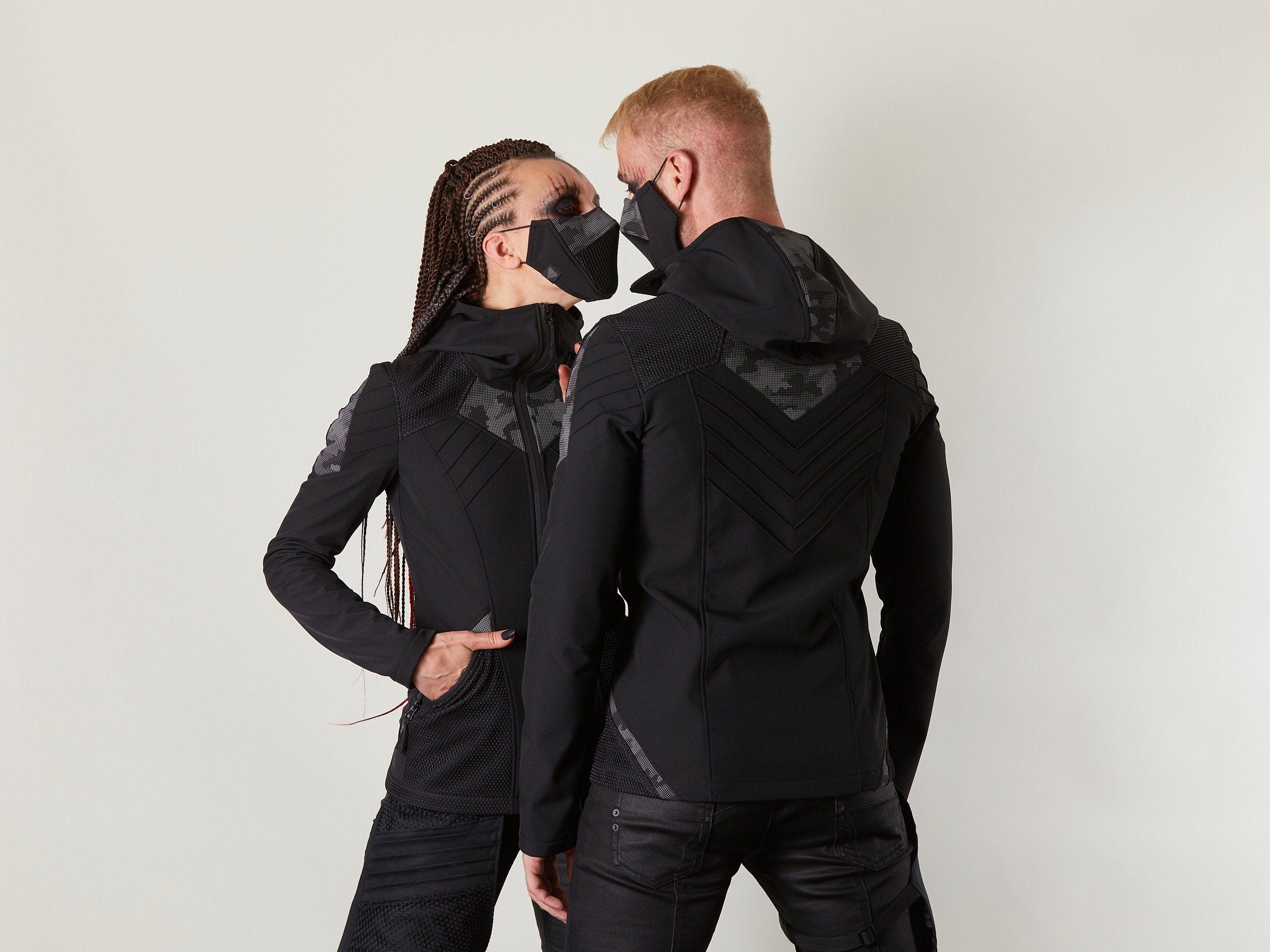 SIX-R ​​Schwarze Softshelljacke, reflektierend
