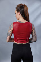 ST-6 Rotes Crop-Top aus Kunstleder