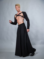 SK-C Schwarzer Herren-Maxirock mit versteckter Tasche