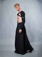 SK-C Schwarzer Herren-Maxirock mit versteckter Tasche