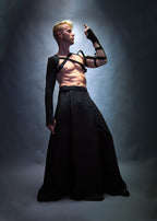 SK-C Schwarzer Herren-Maxirock mit versteckter Tasche