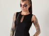 KA-9S Black tank top with mesh insert