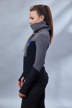 LL-8 Gray asymmetrical sweater with high neck - zolnar