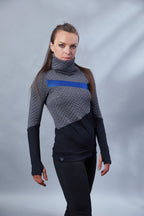 LL-8 Gray asymmetrical sweater with high neck - zolnar