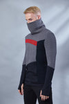 LL-8 Men's gray asymmetrical sweater with thumbhole sleeves - zolnar