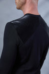 MS Black v-neck shirt with faux leather yoke - zolnar