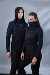 PP Black cyberpunk hoodie with high collar - zolnar