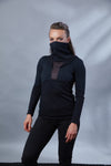 PP Black cyberpunk hoodie with high collar - zolnar