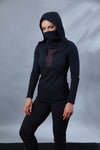 PP Black cyberpunk hoodie with high collar - zolnar