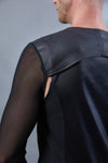 SH3-M Men's mesh sleeves, faux leather black cyberpunk shrug - zolnar