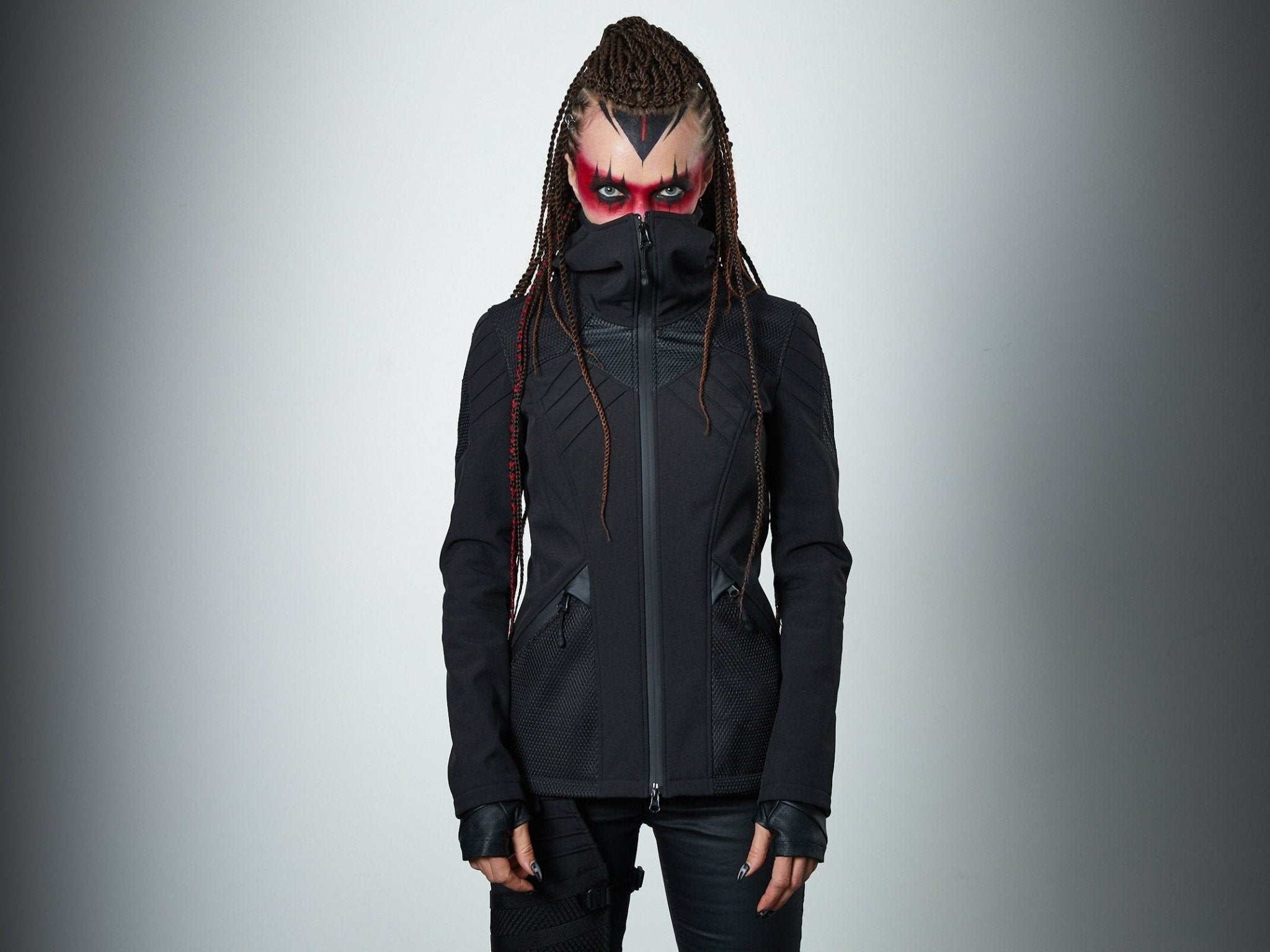 SIX Black cyberpunk softshell jacket